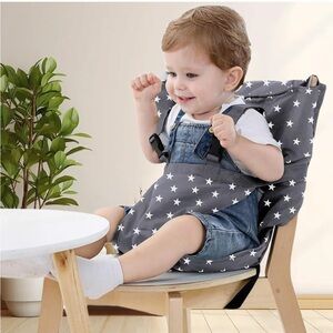 Portable High Chair Gray & White Stars slide on any chair!!!